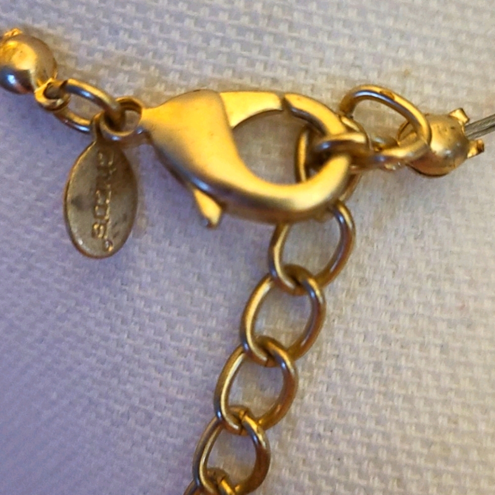 Chico's Gold Drop Necklace w Beads & Rhinestones - Picture 2 of 6